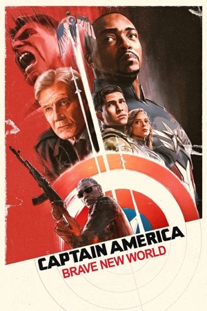 Sam Wilson as Captain America, drawn in a flat comic style, with a target and a red star behind him.