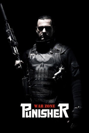 A man in black body armour holding a rifle, lit hard against a black background.