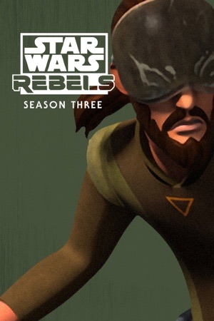 An animated masked figure in profile against olive green.