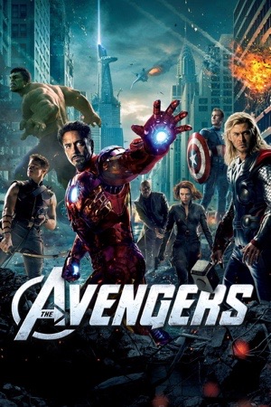 The six Avengers standing together in a wrecked New York street, the city torn open behind them.