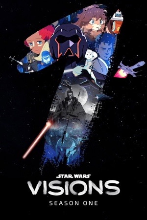 Anime-styled Star Wars characters in a crowd of bright, very different art styles.